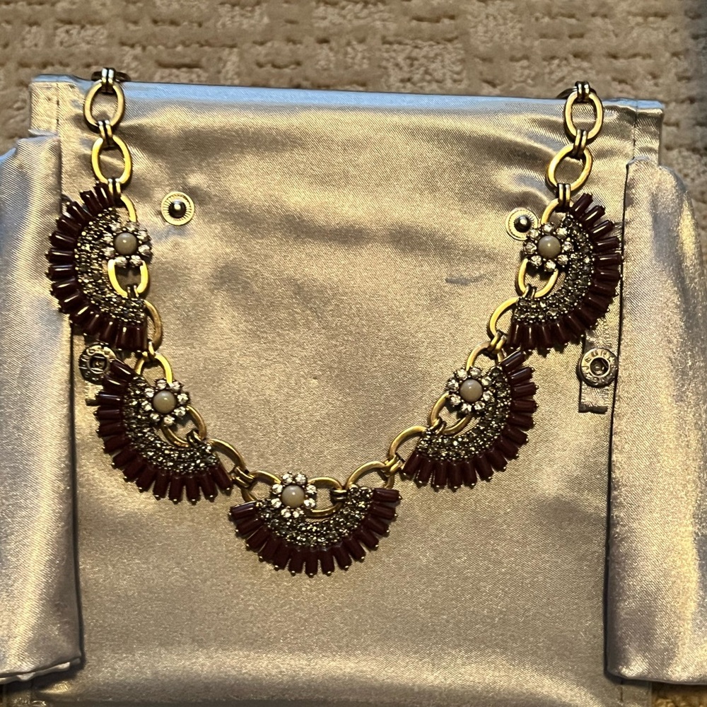 JCREW FASHION NECKLACE - purple and gold